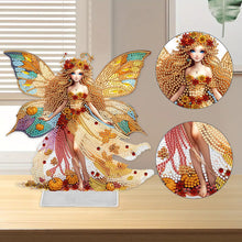 Load image into Gallery viewer, Acrylic Special Shape Fallen Leaf Butterfly Girl Desktop Diamond Painting Decor