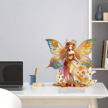 Load image into Gallery viewer, Acrylic Special Shape Fallen Leaf Butterfly Girl Desktop Diamond Painting Decor