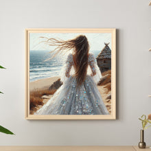 Load image into Gallery viewer, Diamond Painting - Full Round - Back view of girl at the seaside (30*30CM)