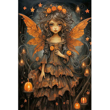 Load image into Gallery viewer, Diamond Painting - Full Round - Halloween pumpkin black dead tree butterfly wing girl (40*60CM)