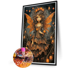 Load image into Gallery viewer, Diamond Painting - Full Round - Halloween pumpkin black dead tree butterfly wing girl (40*60CM)