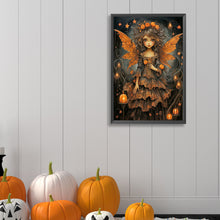 Load image into Gallery viewer, Diamond Painting - Full Round - Halloween pumpkin black dead tree butterfly wing girl (40*60CM)