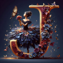 Load image into Gallery viewer, Diamond Painting - Full Round - Dancing girl letter J (40*40CM)