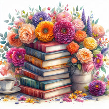 Load image into Gallery viewer, Diamond Painting - Full Round - Flowers and books (40*40CM)