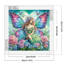 Load image into Gallery viewer, Diamond Painting - Partial Special Shaped - Butterfly girl and flower (30*30CM)