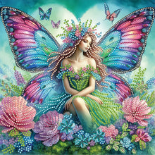 Load image into Gallery viewer, Diamond Painting - Partial Special Shaped - Butterfly girl and flower (30*30CM)