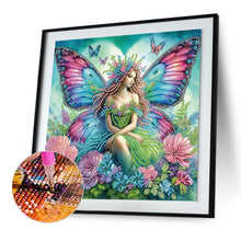 Load image into Gallery viewer, Diamond Painting - Partial Special Shaped - Butterfly girl and flower (30*30CM)