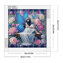 Load image into Gallery viewer, Diamond Painting - Partial Special Shaped - Blue butterfly girl (30*30CM)