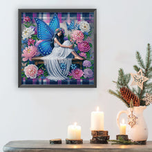 Load image into Gallery viewer, Diamond Painting - Partial Special Shaped - Blue butterfly girl (30*30CM)