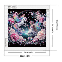 Load image into Gallery viewer, Diamond Painting - Partial Special Shaped - Butterfly girl and rainbow white horse (30*30CM)