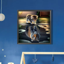 Load image into Gallery viewer, AB Diamond Painting - Full Round - Cat reflection tiger (45*45CM)
