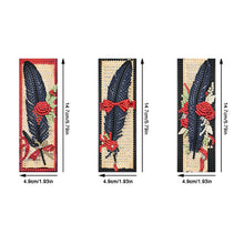 Load image into Gallery viewer, 3Pcs Special Shape Black Feather Red Rose DIY Diamond Painting Bookmarks Kits