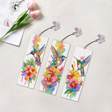 Load image into Gallery viewer, 3Pcs Special Shape Hummingbird Flower DIY Diamond Painting Bookmarks Kits