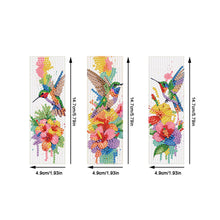 Load image into Gallery viewer, 3Pcs Special Shape Hummingbird Flower DIY Diamond Painting Bookmarks Kits