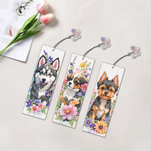 Load image into Gallery viewer, 3Pcs Special Shape Dog Flower DIY Diamond Painting Bookmarks Kits for Bookworms