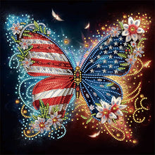 Load image into Gallery viewer, Diamond Painting - Partial Special Shaped - Independence Day flag butterfly (30*30CM)