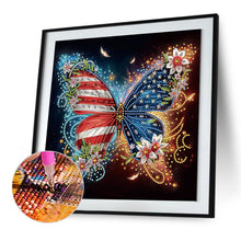 Load image into Gallery viewer, Diamond Painting - Partial Special Shaped - Independence Day flag butterfly (30*30CM)