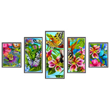 Load image into Gallery viewer, Diamond Painting - Full Round - Five-panel painting of flowers and butterflies (100*50CM)