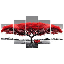 Load image into Gallery viewer, Diamond Painting - Full Round - Five-panel painting of red tree of life (100*50CM)