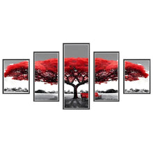 Load image into Gallery viewer, Diamond Painting - Full Round - Five-panel painting of red tree of life (100*50CM)