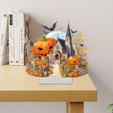 Load image into Gallery viewer, Acrylic Special Shaped Halloween Pumpkin Church 5D DIY Diamond Art Table Decor