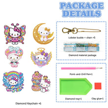 Load image into Gallery viewer, 6Pcs Acrylic Double Side Hello Kitty Diamond Art Craft Keychain DIY Crafts Decor
