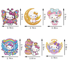 Load image into Gallery viewer, 6Pcs Acrylic Double Side Hello Kitty Diamond Art Craft Keychain DIY Crafts Decor