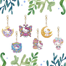 Load image into Gallery viewer, 6Pcs Acrylic Double Side Hello Kitty Diamond Art Craft Keychain DIY Crafts Decor