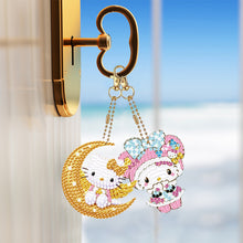 Load image into Gallery viewer, 6Pcs Acrylic Double Side Hello Kitty Diamond Art Craft Keychain DIY Crafts Decor