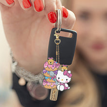 Load image into Gallery viewer, 6Pcs Acrylic Double Side Hello Kitty Diamond Art Craft Keychain DIY Crafts Decor