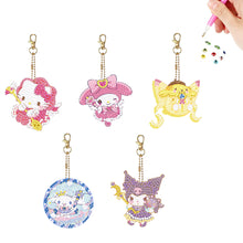 Load image into Gallery viewer, 5Pcs Acrylic Double Side Hello Kitty Diamond Art Craft Keychain DIY Crafts Decor