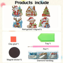Load image into Gallery viewer, 6Pcs Acrylic Special Shape Christmas Tree Diamond Painting Fridge Magnet