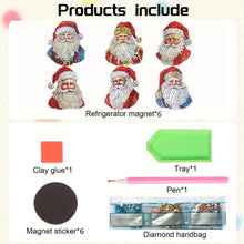 Load image into Gallery viewer, 6Pcs Acrylic Special Shape Santa Claus DIY Diamond Painting Fridge Magnet
