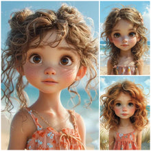 Load image into Gallery viewer, 3pcs Round Diamond Painting Set - Girl at the seaside (30*40CM)