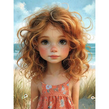 Load image into Gallery viewer, 3pcs Round Diamond Painting Set - Girl at the seaside (30*40CM)