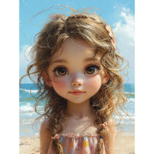 Load image into Gallery viewer, 3pcs Round Diamond Painting Set - Girl at the seaside (30*40CM)