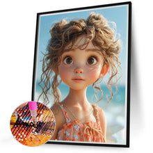 Load image into Gallery viewer, 3pcs Round Diamond Painting Set - Girl at the seaside (30*40CM)