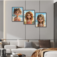 Load image into Gallery viewer, 3pcs Round Diamond Painting Set - Girl at the seaside (30*40CM)