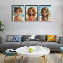 Load image into Gallery viewer, 3pcs Round Diamond Painting Set - Girl at the seaside (30*40CM)