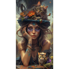 Load image into Gallery viewer, Diamond Painting - Full Round - Girl and cat (40*70CM)