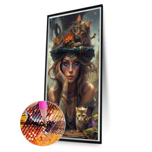 Load image into Gallery viewer, Diamond Painting - Full Round - Girl and cat (40*70CM)