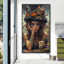 Load image into Gallery viewer, Diamond Painting - Full Round - Girl and cat (40*70CM)