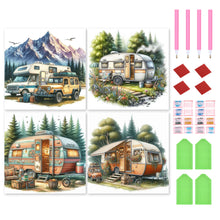 Load image into Gallery viewer, 4pcs Round Diamond Painting Set - Outdoor camping (30*30CM)