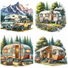 Load image into Gallery viewer, 4pcs Round Diamond Painting Set - Outdoor camping (30*30CM)