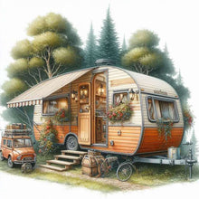 Load image into Gallery viewer, 4pcs Round Diamond Painting Set - Outdoor camping (30*30CM)