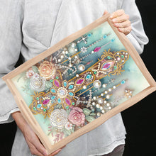 Load image into Gallery viewer, Wooden Cross Diamond Painting Tray Handicraft with Handles for Desk Coffee Table