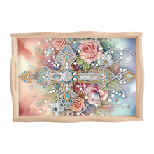 Load image into Gallery viewer, Wooden Cross Diamond Painting Tray Handicraft with Handles for Desk Coffee Table