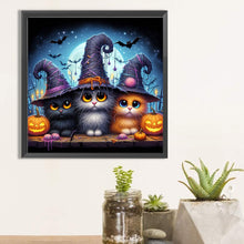 Load image into Gallery viewer, Diamond Painting - Full Square - Three kittens for Halloween (30*30CM)