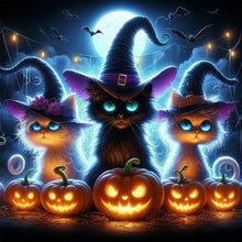 Load image into Gallery viewer, Diamond Painting - Full Square - Three kittens for Halloween (30*30CM)