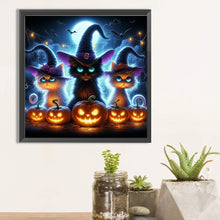 Load image into Gallery viewer, Diamond Painting - Full Square - Three kittens for Halloween (30*30CM)